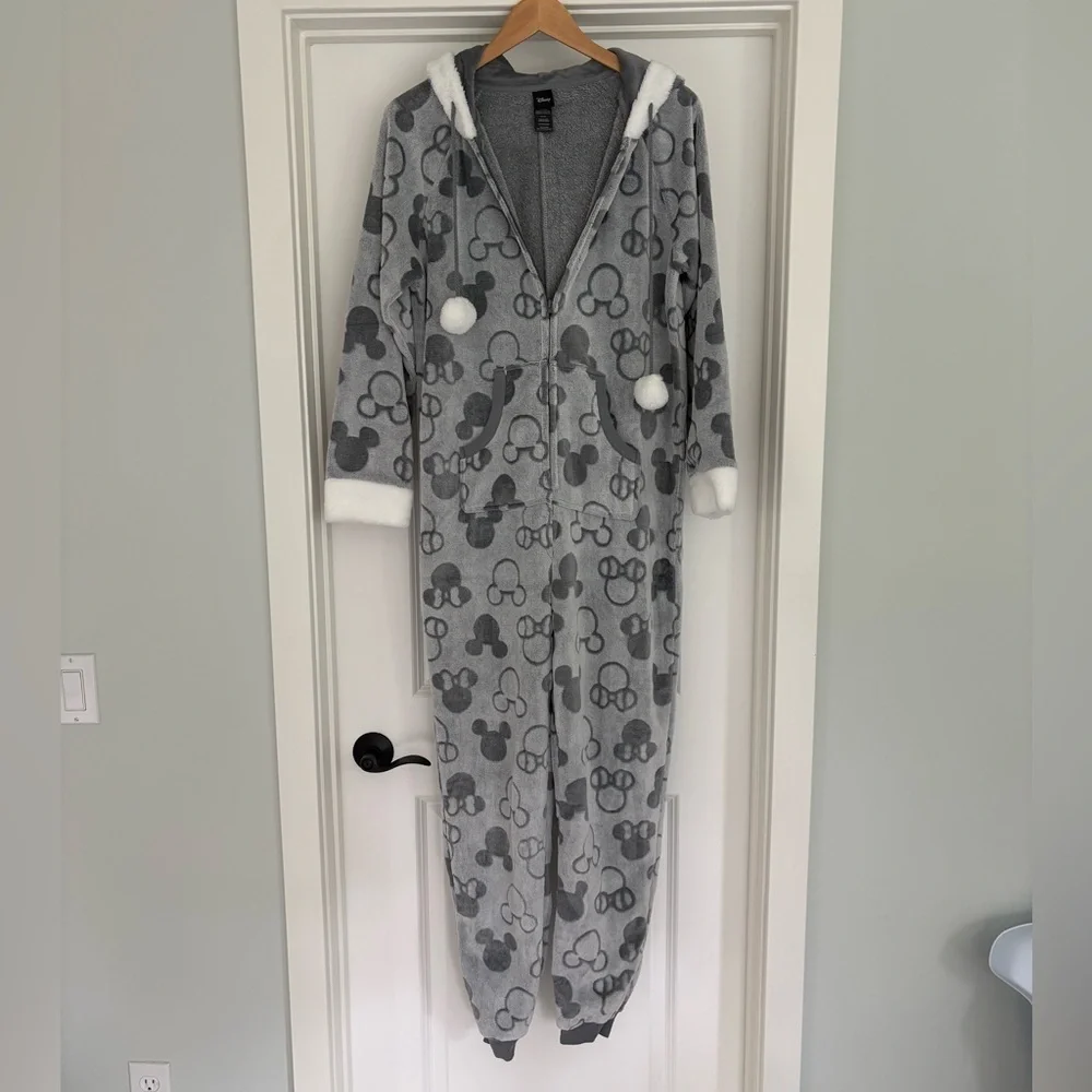 NWT Disney Midweight Women's Hooded Mickie & Minnie Onesie Lounge/Pajama M - Picture 3 of 8
